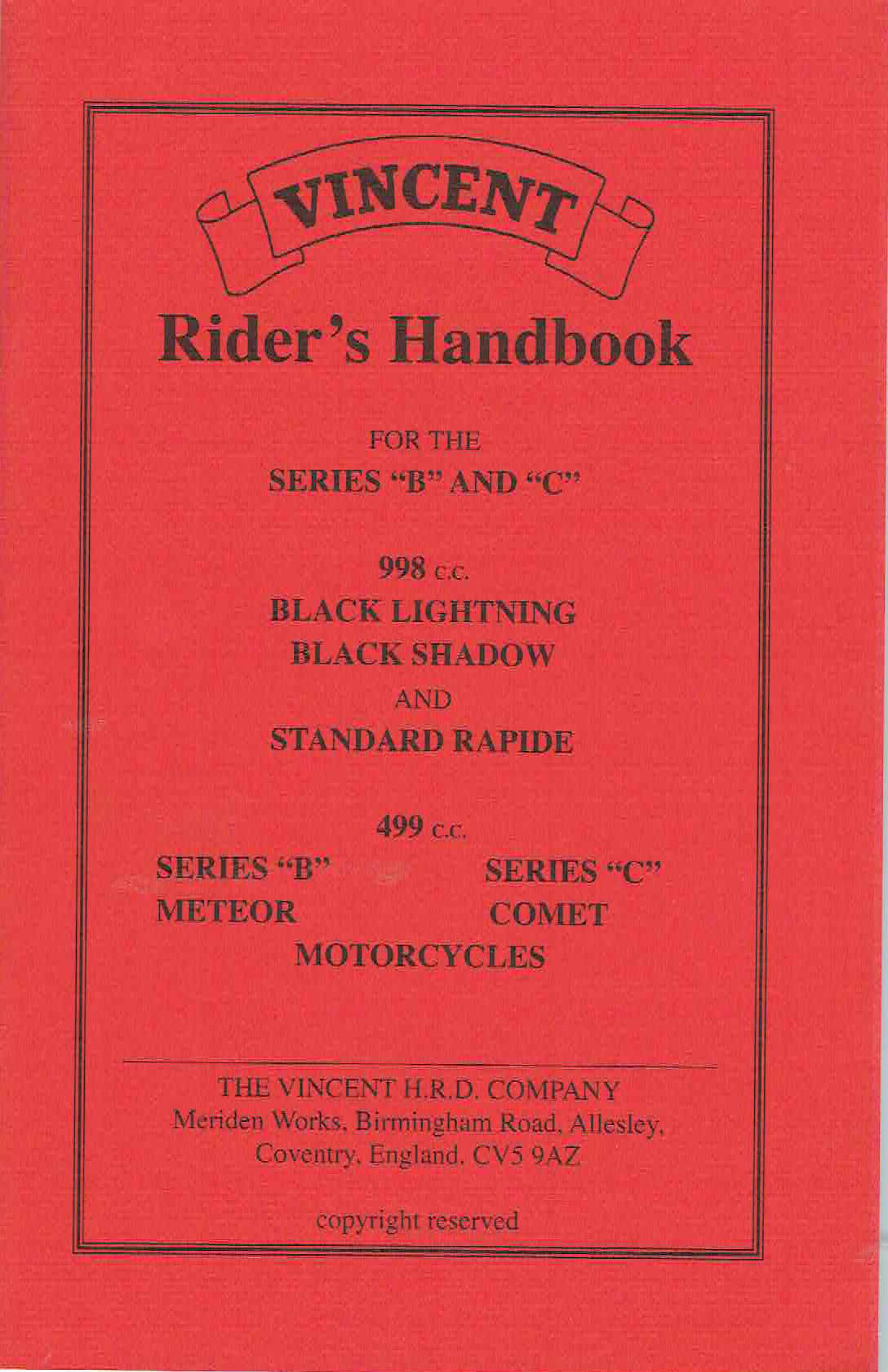 Vincent Rider's Handbook